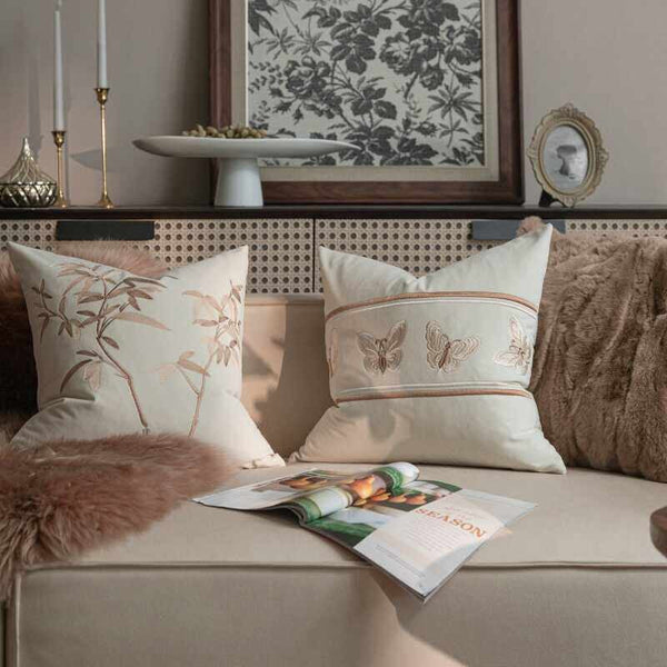 Modern Decorative Pillows for Bedroom, Decorative Pillow Arrangement Ideas for Couch, Embroidered Butterfly Pillow Covers, Large Decorative Throw Pillows for Living Room-artworkcanvas