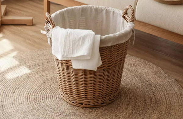 Large Food Storage Basket with Handle, Natural Hand-woven Wicker Storage Basket for Clothes, Willow Weaving Baskets for Clothes, Extra Large Kitchen Storage Baskets-artworkcanvas
