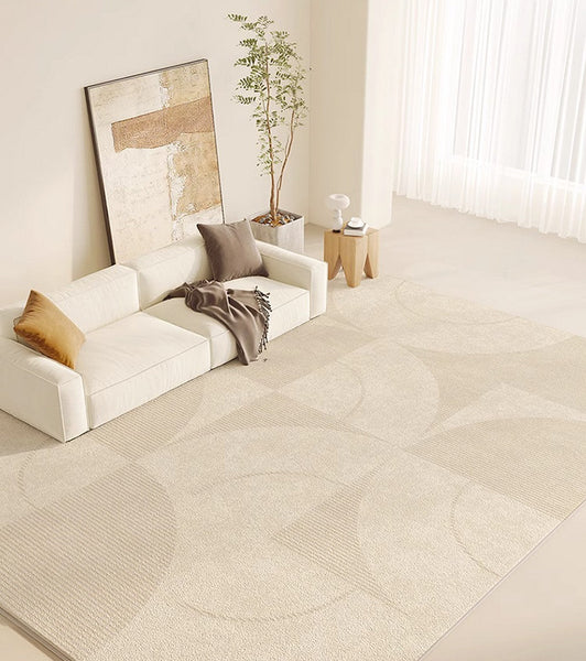 Modern Rugs under Sofa, Abstract Contemporary Rugs for Bedroom, Dining Room Floor Rugs, Modern Rugs for Office, Large Cream Color Rugs in Living Room-artworkcanvas