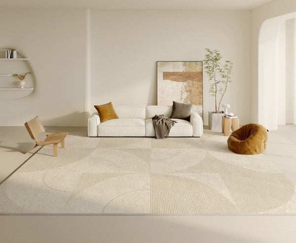 Abstract Contemporary Rugs for Bedroom, Dining Room Floor Rugs, Modern Rugs for Office, Large Cream Color Rugs in Living Room, Modern Rugs under Sofa-artworkcanvas