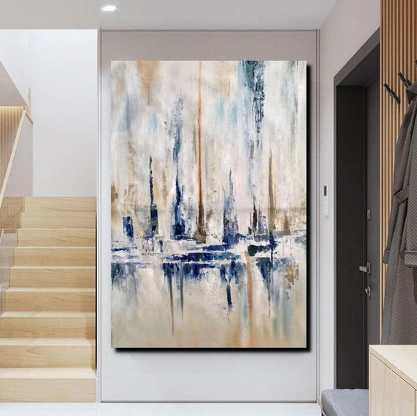 Abstract Sail Boat Painting, Large Wall Art for Living Room, Acrylic Canvas Paintings, Modern Wall Art Paintings, Contemporary Painting