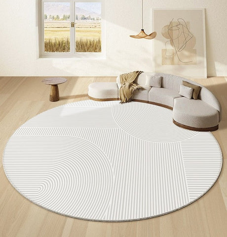 Geometric Carpets for Sale, Circular Rugs under Dining Room Table, Contemporary Round Rugs Next to Bed, Abstract Modern Rugs for Living Room-artworkcanvas