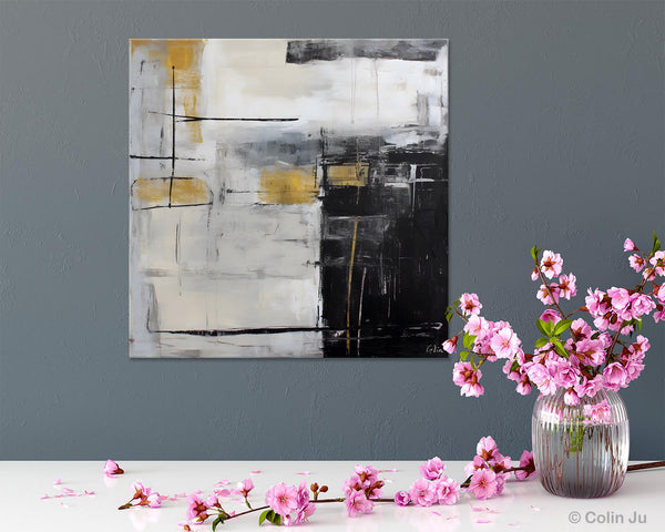 Simple Modern Original Artwork, Large Paintings for Bedroom, Abstract Landscape Painting on Canvas, Oversized Contemporary Wall Art Paintings-artworkcanvas