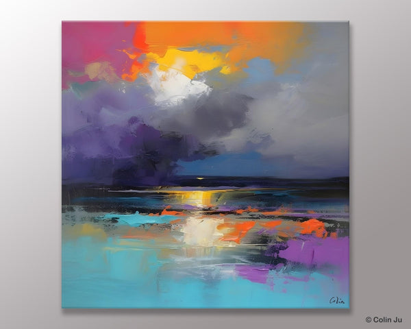 Contemporary Oil Painting on Canvas, Heavy Texture Canvas Art, Original Landscape Canvas Art, Oversized Landscape Wall Art Paintings-artworkcanvas
