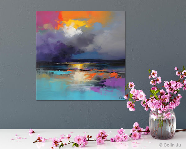 Contemporary Oil Painting on Canvas, Heavy Texture Canvas Art, Original Landscape Canvas Art, Oversized Landscape Wall Art Paintings