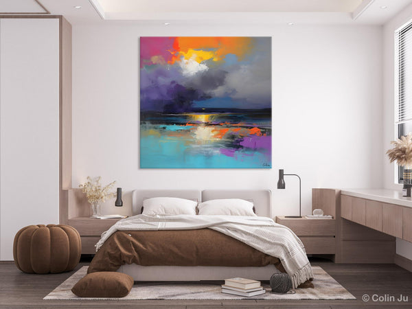 Contemporary Oil Painting on Canvas, Heavy Texture Canvas Art, Original Landscape Canvas Art, Oversized Landscape Wall Art Paintings