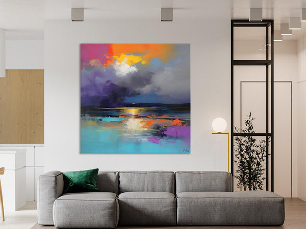 Contemporary Oil Painting on Canvas, Heavy Texture Canvas Art, Original Landscape Canvas Art, Oversized Landscape Wall Art Paintings-artworkcanvas