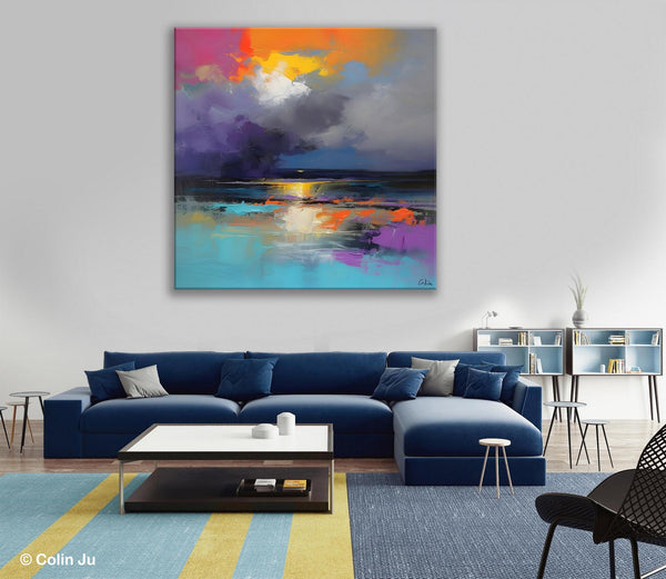 Contemporary Oil Painting on Canvas, Heavy Texture Canvas Art, Original Landscape Canvas Art, Oversized Landscape Wall Art Paintings