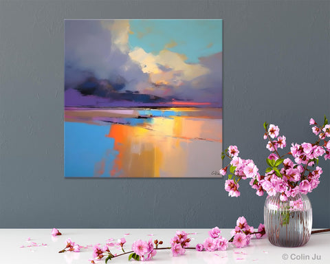 Simple Modern Art, Original Landscape Wall Art, Landscape Oil Paintings, Landscape Canvas Art, Abstract Landscape Painting for Living Room-artworkcanvas