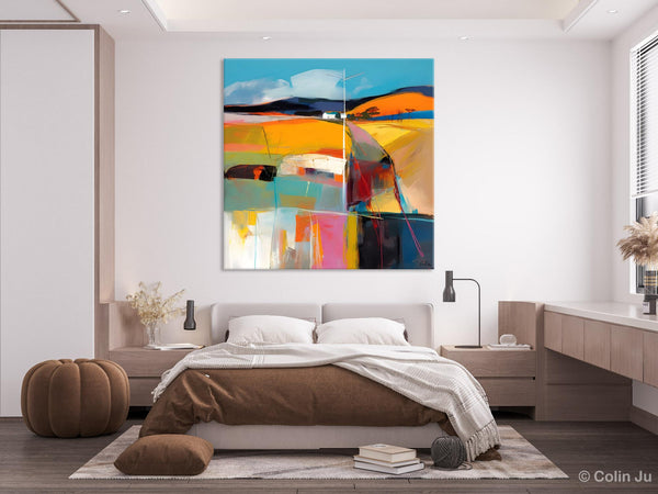 Acrylic Painting for Living Room, Contemporary Abstract Landscape Artwork, Oversized Wall Art Paintings, Original Modern Paintings on Canvas-artworkcanvas