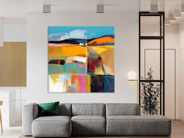 Acrylic Painting for Living Room, Contemporary Abstract Landscape Artwork, Oversized Wall Art Paintings, Original Modern Paintings on Canvas-artworkcanvas