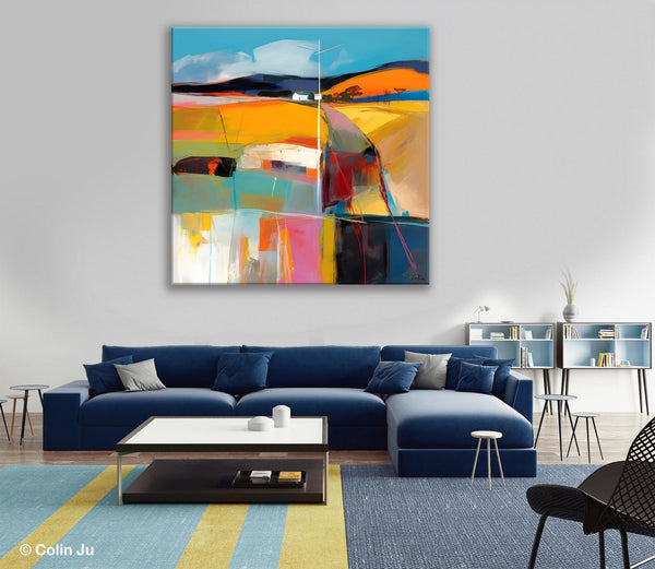 Acrylic Painting for Living Room, Contemporary Abstract Landscape Artwork, Oversized Wall Art Paintings, Original Modern Paintings on Canvas-artworkcanvas