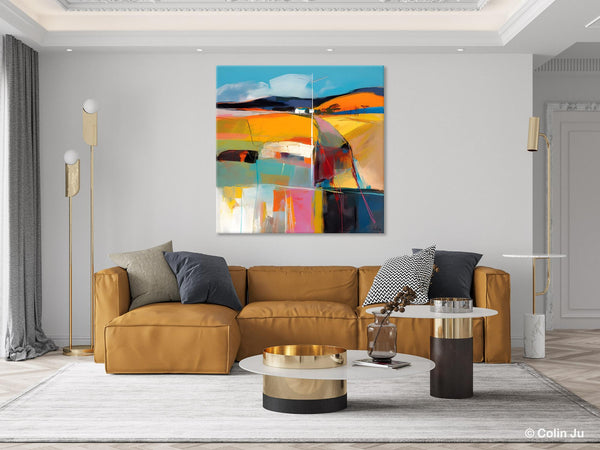 Acrylic Painting for Living Room, Contemporary Abstract Landscape Artwork, Oversized Wall Art Paintings, Original Modern Paintings on Canvas-artworkcanvas