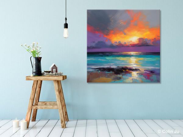 Extra Large Modern Wall Art, Landscape Canvas Paintings for Dining Room, Acrylic Painting on Canvas, Original Landscape Abstract Painting-artworkcanvas