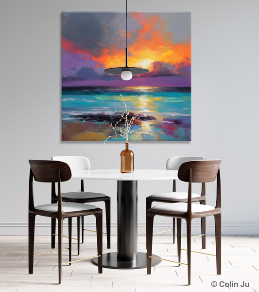 Extra Large Modern Wall Art, Landscape Canvas Paintings for Dining Room, Acrylic Painting on Canvas, Original Landscape Abstract Painting-artworkcanvas