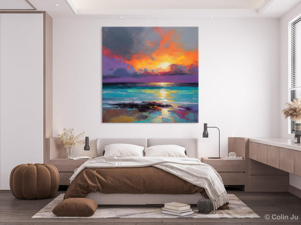 Extra Large Modern Wall Art, Landscape Canvas Paintings for Dining Room, Acrylic Painting on Canvas, Original Landscape Abstract Painting-artworkcanvas