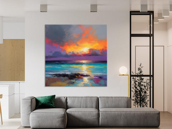 Extra Large Modern Wall Art, Landscape Canvas Paintings for Dining Room, Acrylic Painting on Canvas, Original Landscape Abstract Painting-artworkcanvas