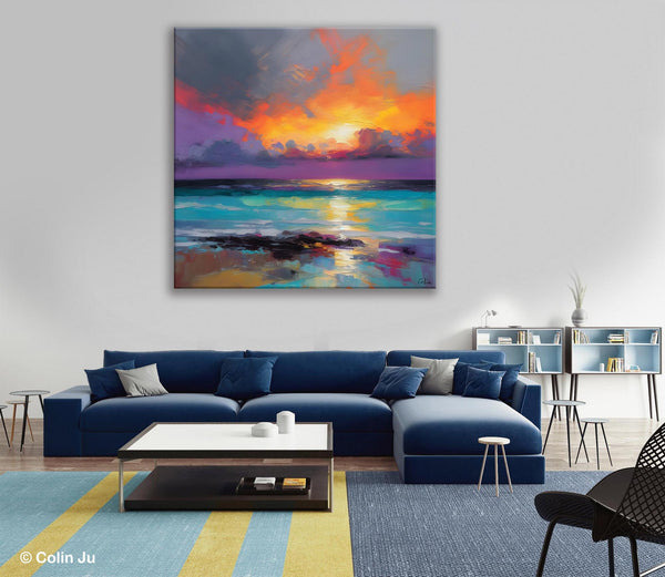 Extra Large Modern Wall Art, Landscape Canvas Paintings for Dining Room, Acrylic Painting on Canvas, Original Landscape Abstract Painting-artworkcanvas