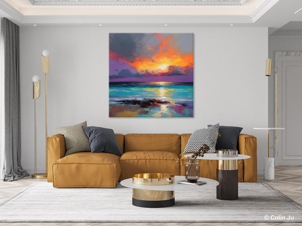 Extra Large Modern Wall Art, Landscape Canvas Paintings for Dining Room, Acrylic Painting on Canvas, Original Landscape Abstract Painting-artworkcanvas