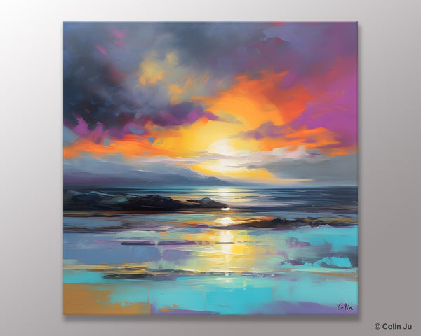 Large Art Painting for Living Room, Original Landscape Canvas Art, Contemporary Acrylic Painting on Canvas, Oversized Landscape Wall Art Paintings-artworkcanvas