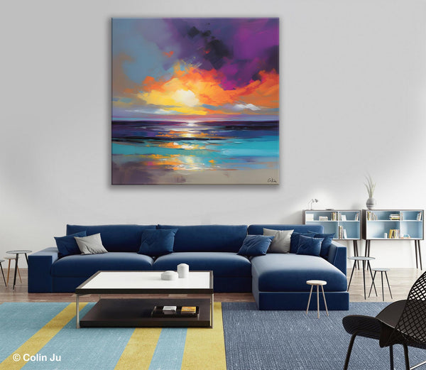 Contemporary Acrylic Painting on Canvas, Large Art Painting for Living Room, Original Landscape Canvas Art, Oversized Landscape Wall Art Paintings-artworkcanvas