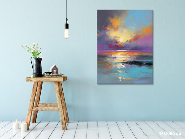Oil Painting on Canvas, Extra Large Modern Wall Art, Landscape Canvas Paintings for Dining Room, Original Landscape Abstract Painting