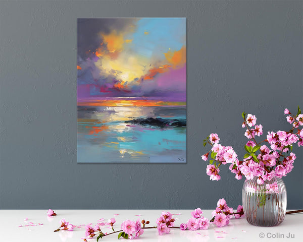Oil Painting on Canvas, Extra Large Modern Wall Art, Landscape Canvas Paintings for Dining Room, Original Landscape Abstract Painting