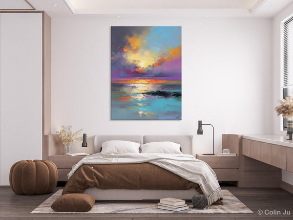 Oil Painting on Canvas, Extra Large Modern Wall Art, Landscape Canvas Paintings for Dining Room, Original Landscape Abstract Painting