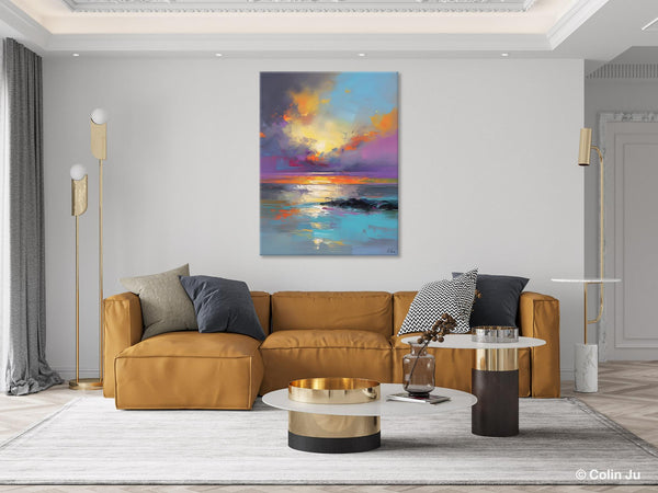 Oil Painting on Canvas, Extra Large Modern Wall Art, Landscape Canvas Paintings for Dining Room, Original Landscape Abstract Painting