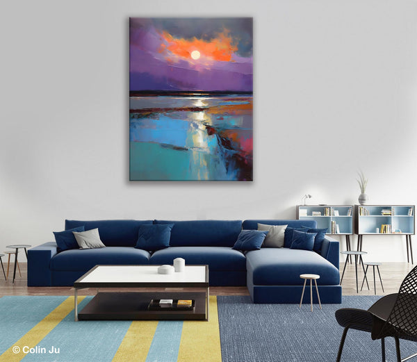 Extra Large Modern Wall Art, Landscape Canvas Paintings for Dining Room, Oil Painting on Canvas, Original Landscape Abstract Painting