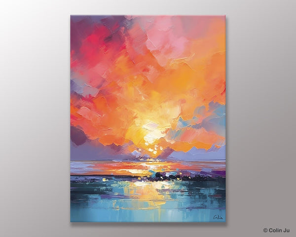 Palette Knife Canvas Art, Modern Landscape Paintings, Oversized Contemporary Canvas Paintings, Extra Large Canvas Painting for Living Room