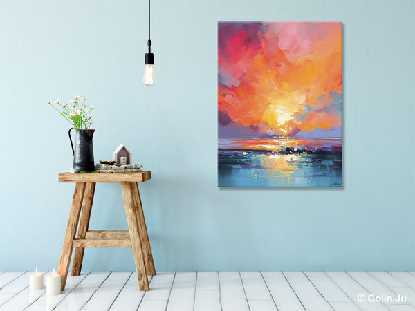 Palette Knife Canvas Art, Modern Landscape Paintings, Oversized Contemporary Canvas Paintings, Extra Large Canvas Painting for Living Room