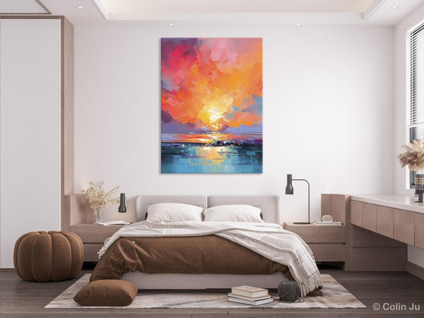 Palette Knife Canvas Art, Modern Landscape Paintings, Oversized Contemporary Canvas Paintings, Extra Large Canvas Painting for Living Room