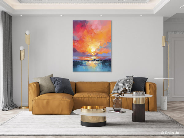 Palette Knife Canvas Art, Modern Landscape Paintings, Oversized Contemporary Canvas Paintings, Extra Large Canvas Painting for Living Room
