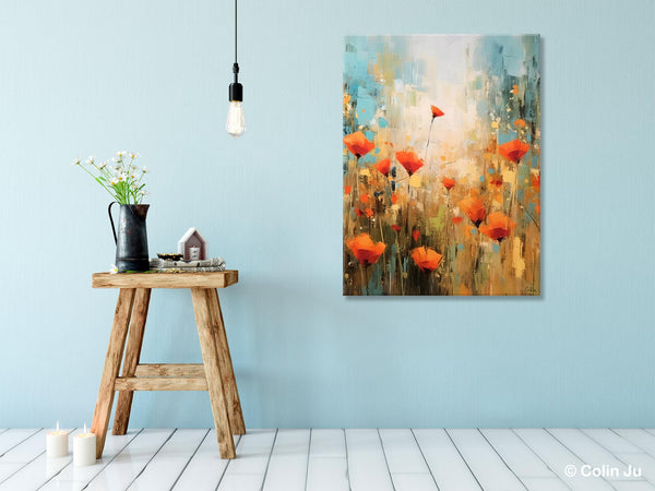 Abstract Flower Painting, Flower Acrylic Painting, Canvas Painting Flower, Original Paintings on Canvas, Modern Acrylic Paintings for Bedroom