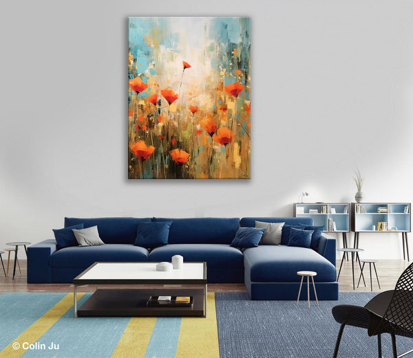 Abstract Flower Painting, Flower Acrylic Painting, Canvas Painting Flower, Original Paintings on Canvas, Modern Acrylic Paintings for Bedroom