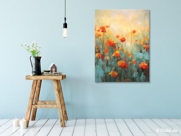 Canvas Painting Flower, Original Paintings on Canvas, Abstract Flower Painting, Flower Acrylic Painting, Modern Acrylic Paintings for Bedroom-artworkcanvas