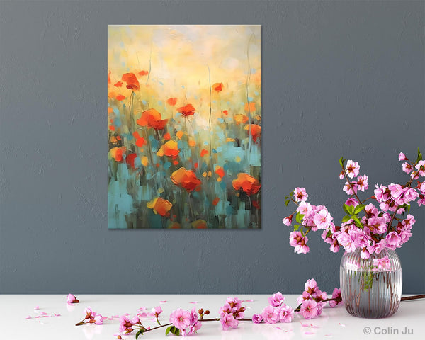 Canvas Painting Flower, Original Paintings on Canvas, Abstract Flower Painting, Flower Acrylic Painting, Modern Acrylic Paintings for Bedroom