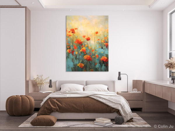 Canvas Painting Flower, Original Paintings on Canvas, Abstract Flower Painting, Flower Acrylic Painting, Modern Acrylic Paintings for Bedroom