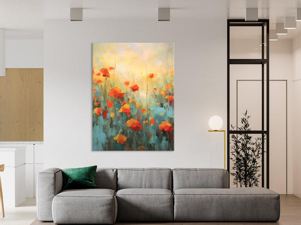Canvas Painting Flower, Original Paintings on Canvas, Abstract Flower Painting, Flower Acrylic Painting, Modern Acrylic Paintings for Bedroom
