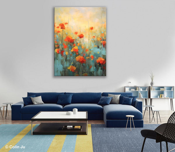 Canvas Painting Flower, Original Paintings on Canvas, Abstract Flower Painting, Flower Acrylic Painting, Modern Acrylic Paintings for Bedroom