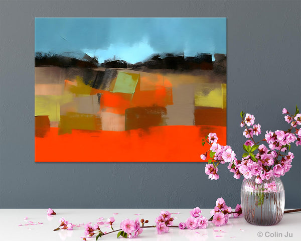 Modern Landscape Paintings Behind Sofa, Abstract Landscape Paintings for Living Room, Palette Knife Canvas Art, Original Landscape Art