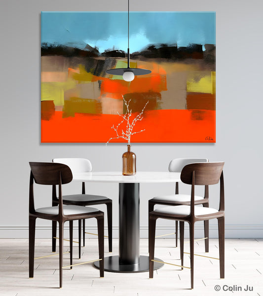 Modern Landscape Paintings Behind Sofa, Abstract Landscape Paintings for Living Room, Palette Knife Canvas Art, Original Landscape Art