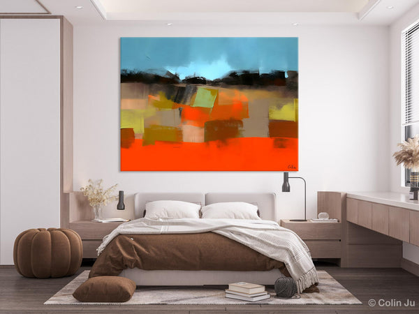 Modern Landscape Paintings Behind Sofa, Abstract Landscape Paintings for Living Room, Palette Knife Canvas Art, Original Landscape Art