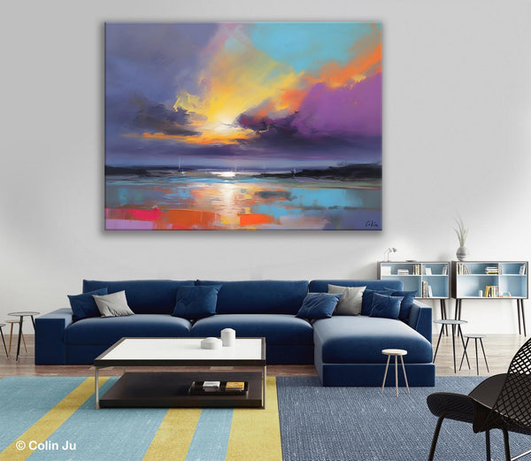 Landscape Painting on Canvas, Hand Painted Canvas Art, Abstract Landscape Artwork, Contemporary Wall Art Paintings, Extra Large Original Art-artworkcanvas