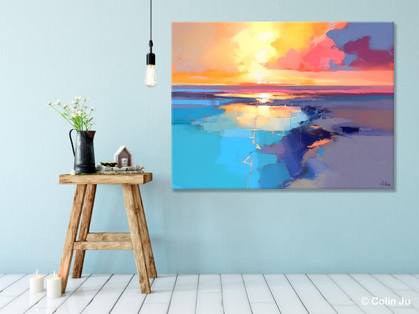 Sunrise Painting, Original Landscape Painting, Large Landscape Painting for Living Room, Bedroom Wall Art Ideas, Modern Paintings for Dining Room