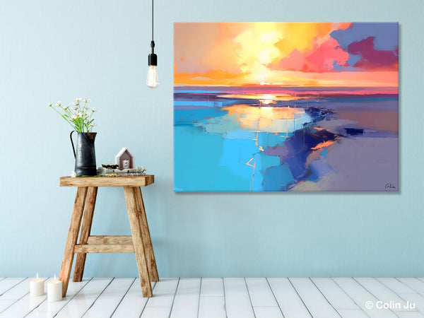 Sunrise Painting, Original Landscape Painting, Large Landscape Painting for Living Room, Bedroom Wall Art Ideas, Modern Paintings for Dining Room-artworkcanvas