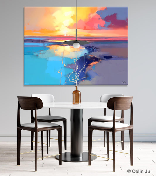 Sunrise Painting, Original Landscape Painting, Large Landscape Painting for Living Room, Bedroom Wall Art Ideas, Modern Paintings for Dining Room-artworkcanvas