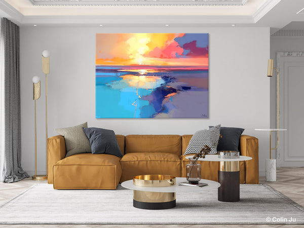 Sunrise Painting, Original Landscape Painting, Large Landscape Painting for Living Room, Bedroom Wall Art Ideas, Modern Paintings for Dining Room-artworkcanvas