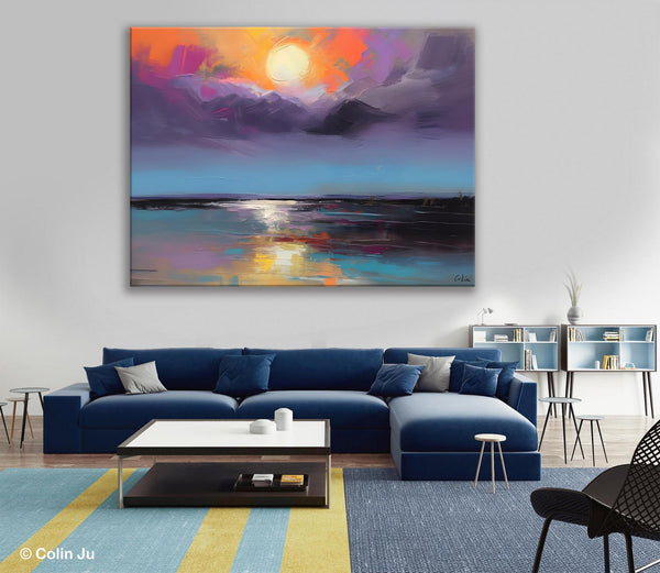 Abstract Landscape Painting on Canvas, Hand Painted Canvas Art, Contemporary Wall Art Paintings for Living Room, Huge Original Art